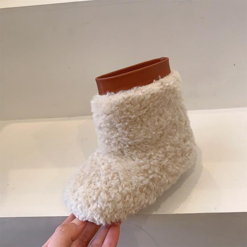 Girls Winter Snow Boots Toddlers Kids Warm Fleece-Lined Short Ankle In PU Leather Rubber Sole