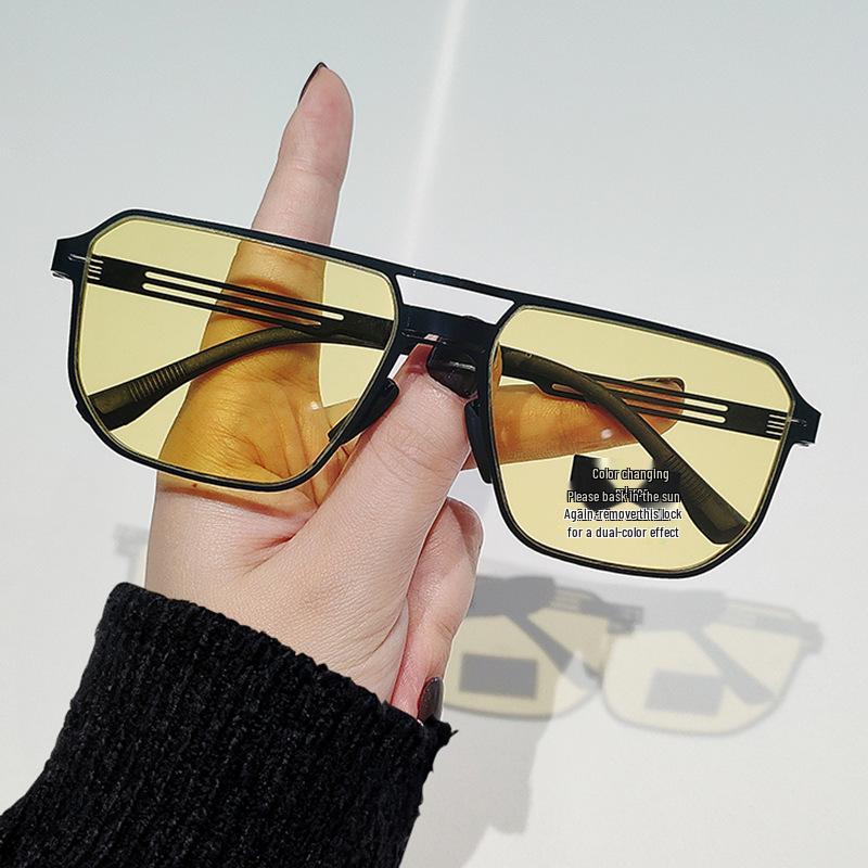 Men s Day  Night Photochromic UV Protection Double Bridge Fishing  Driving Sunglasses