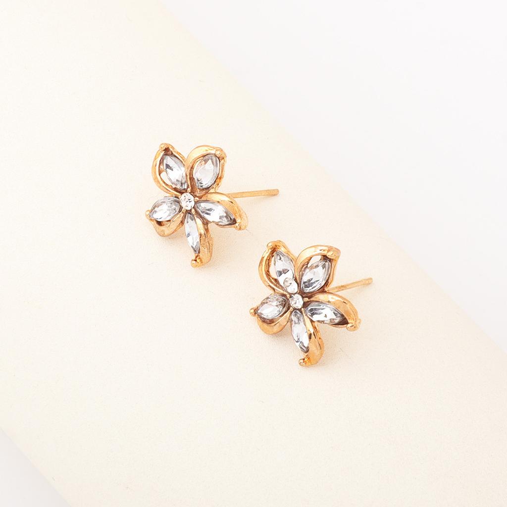 Hot Sale Hollow Five-petaled Flower Zircon Earrings Women's Niche Design High Fashion Cold Wind Earrings Women
