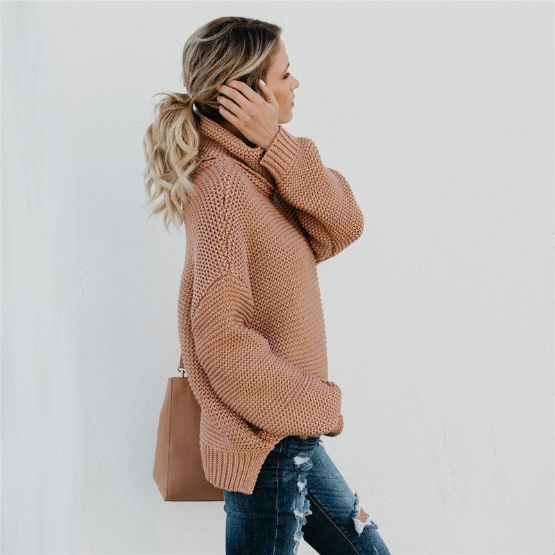 Morbido e Lussuoso Maglione Invernale da Donna con Collo Alto a Maglia Grossa per un Comfort Accogliente