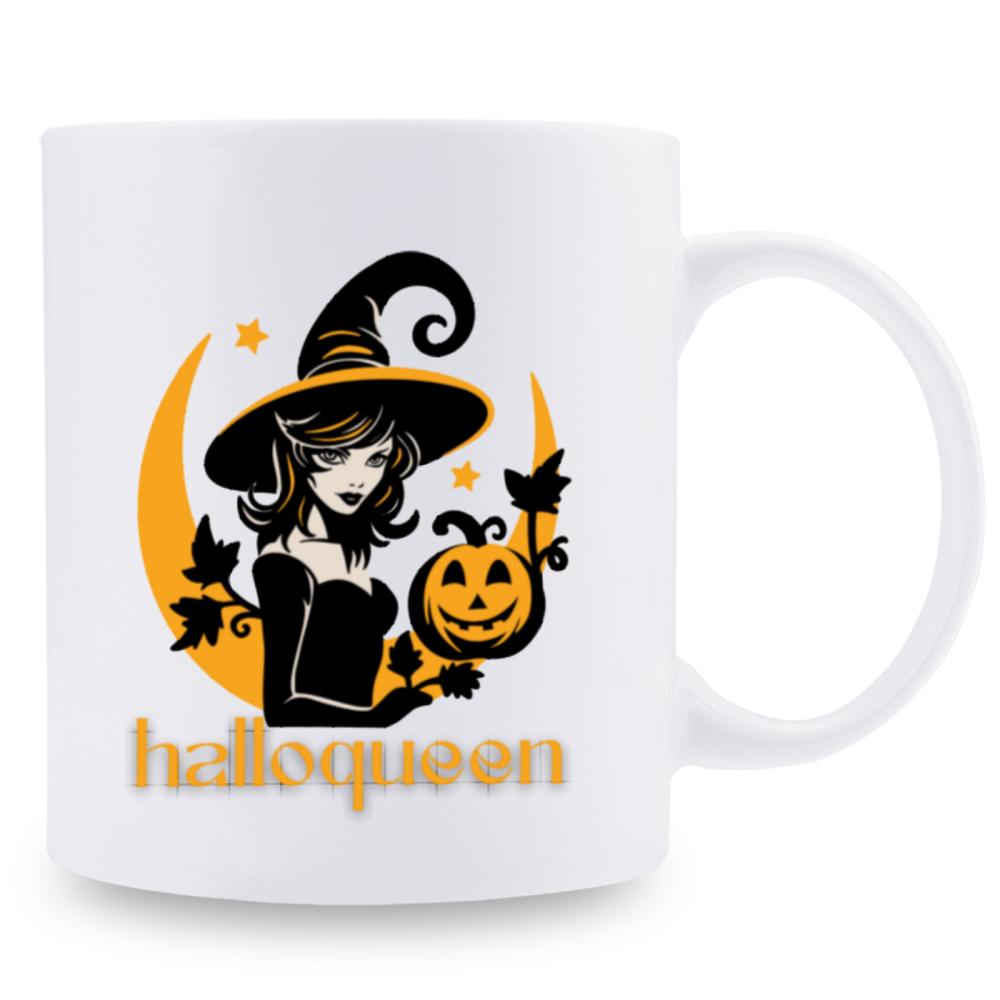 

1 шт. керамическая кофейная кружка ведьма тыква 11 унций класса 3A для украшения комнаты на Хэллоуин, подарок на день рождения, Рождество, праздник для друга, мамы 301-400ml белый