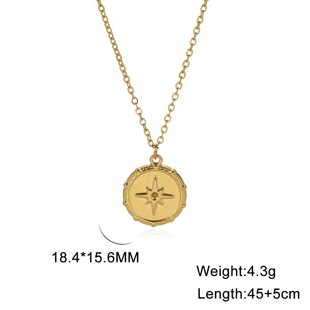 Cazador North Star Pendant Necklace for Women Gold Color Coin Stainless Steel Choker Chain Necklace Jewelry Mother Day Gift New