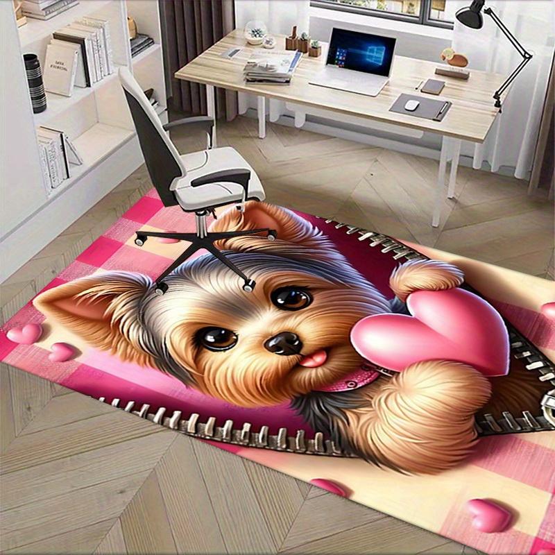 Office Carpet Cute Yorkshire Terrier with Heart Sofa Rug, Chair Mat Protection