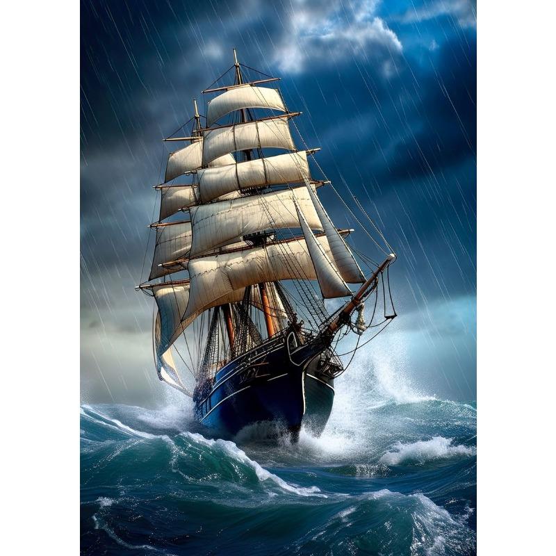 Pôster de Paisagem de Veleiro Vintage Navegando Impressão em Tela Arte de Parede de Veleiro Oceânico Vintage Imagem Decoração de Quarto de Casa Cuadros