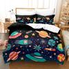 Space Beding Young Boys Adorable Lovely Space Alien Soft Duvet Cover Gren Rocket Ship Carton Planet Warm Comforter Cover Black Beding Set for Kid Ten