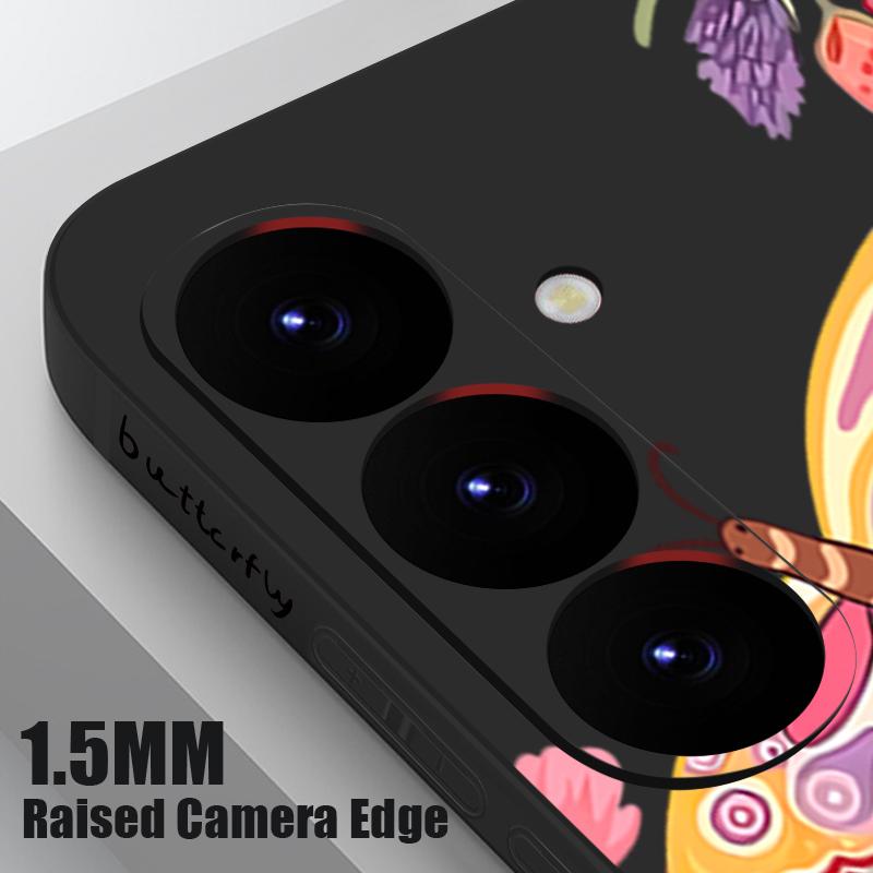 Butterfly Flower Phone Case For Samsung Galaxy A56 A17 A26 A16 A36 A55 A54 A53 A15 S24 S25 FE S25 S22 S23 Ultra Plus Lanyard Soft Cover