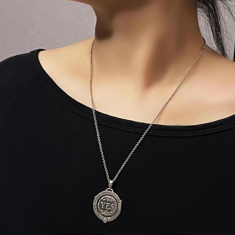 Rotating Decision Coin Necklace Vintage Copper Jewelry Adjustable Clavicle Chain Accessory For Men And Women