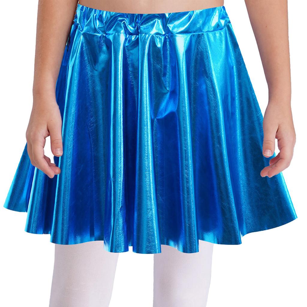 Girls Performance Skirt Elastic Waist Shiny Bronzing Material Dance Practice Costume Bottom
