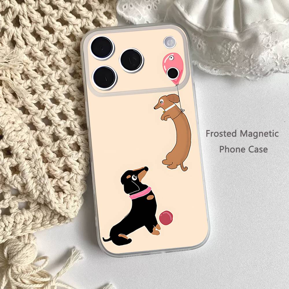Animal Dachshund Dog Cute For iPhone 11,12,13,14,15,17,16,Pro,Plus,E,Max,Air,Mini Clear Magnetic Frosted Cover