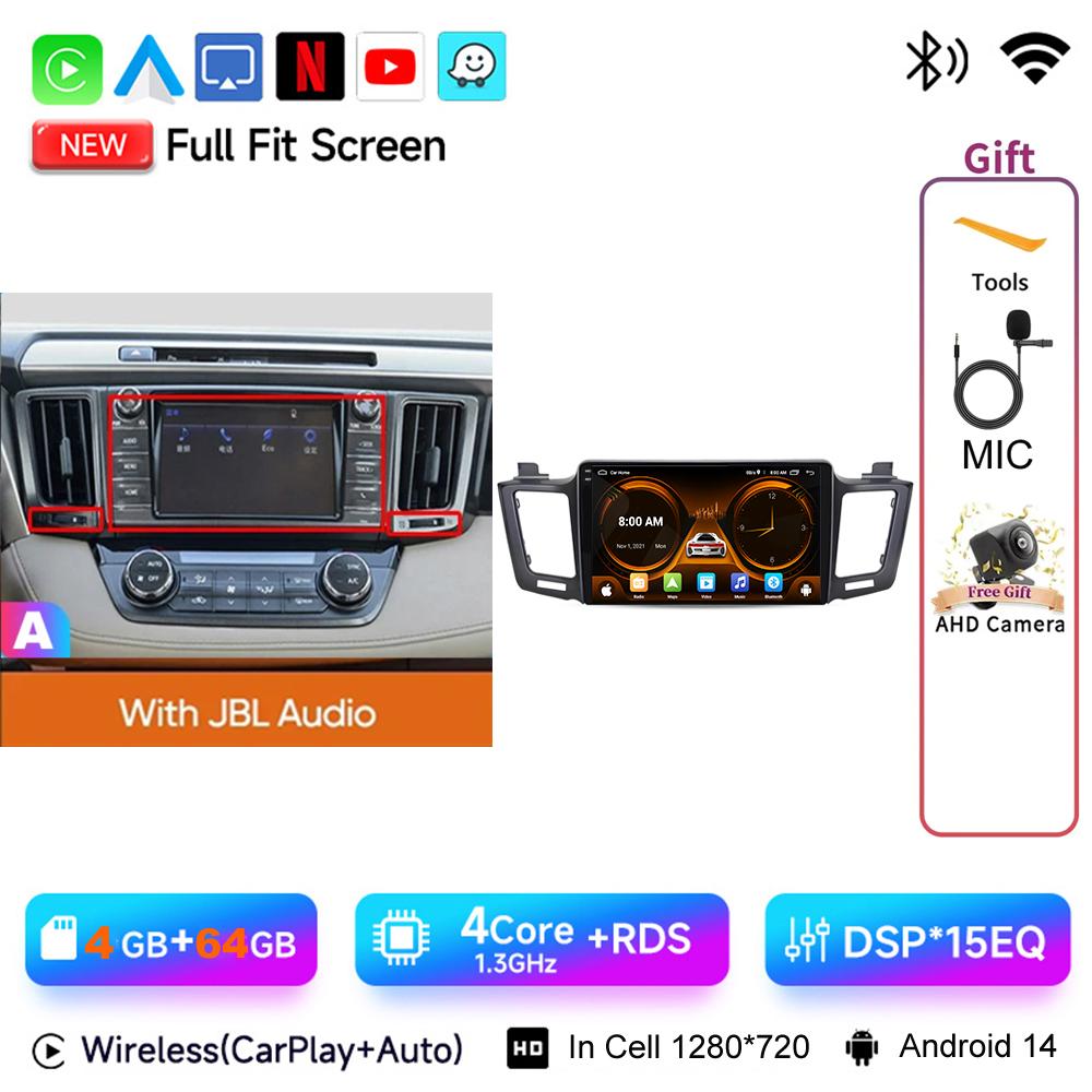 JIUYIN 10.1" Car Radio For Toyota RAV4 2012-2018 Wireless CarPlay Android Auto Multimedia GPS Navigation Audio Stereo Player