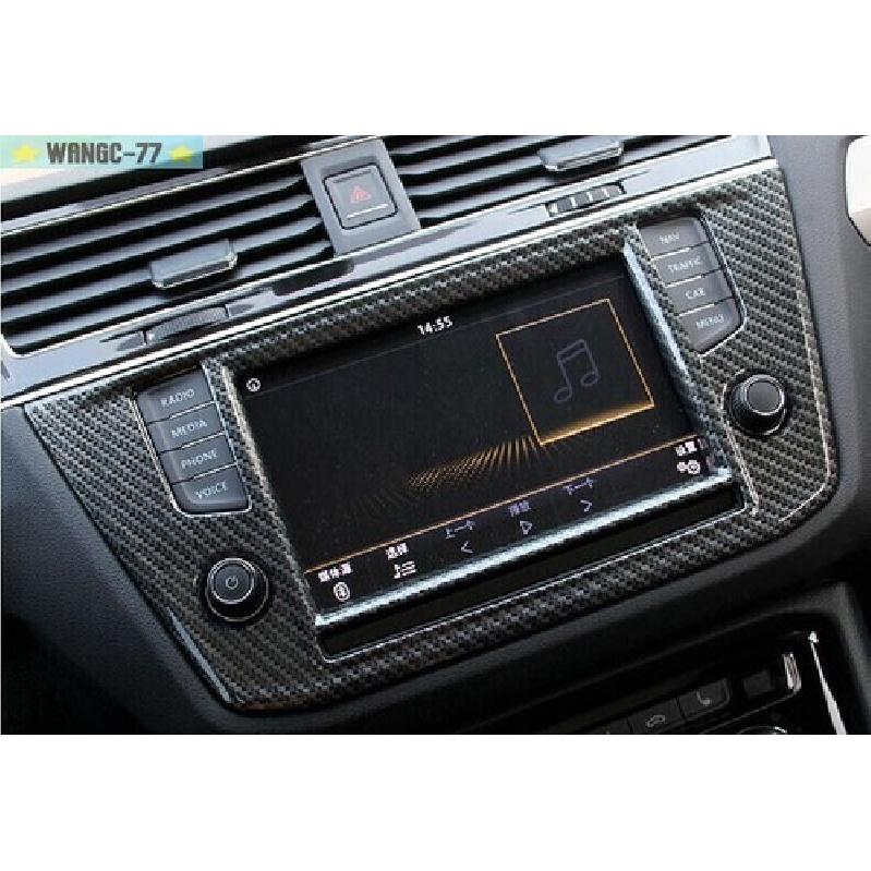 ABS Carbon Fiber Console Navigation Frame Trim For Volkswagen Tiguan 2017-