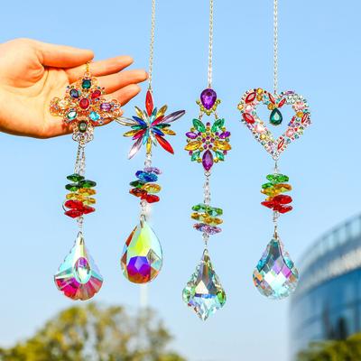 Colorful Crystal Suncatcher Hanging Rainbow Maker Prism Sun Catcher Ornament For Garden Window Outdoor Home Decor Chakra Pendant