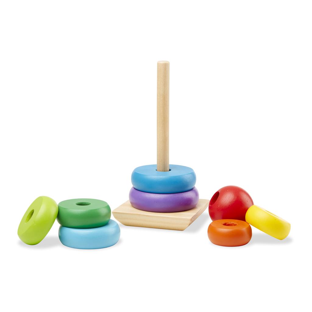 Montessori Rainbow Tower Toys Colorful Stacker Wooden Ring Children Toys Infants Early Educational Games Blocks Toys Gift