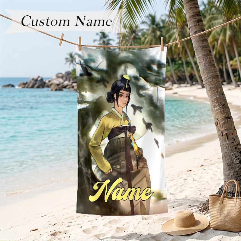 Zoey Custom Name Printed Beach Towel Personalized Soft Towel For Swimming Beach Travel