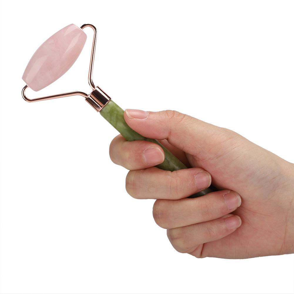 Jadestone Roller Face Massager Skin Tightening Lifting AntiWrinkle Facial Massage Instrument(Pink QuartzJadestone Single Head )