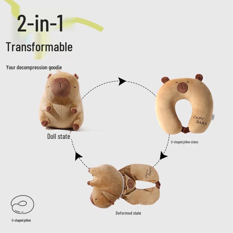 Capybara U-förmiges Nackenkissen: Multifunktionaler Halter für Auto, Büro und Reisen.