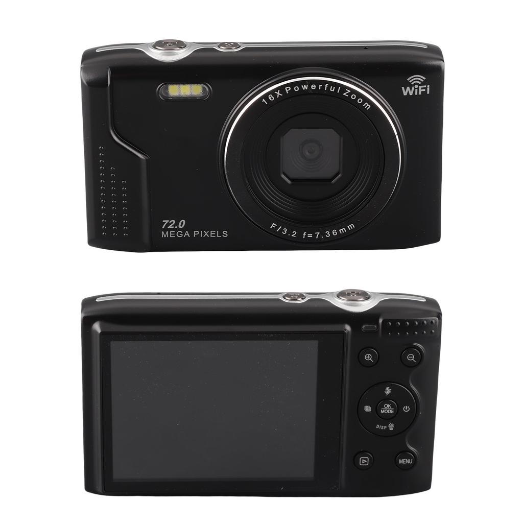 5K Digital Camera 72MP 16X Zoom 2.8 Inch LCD Screen AF Auto with Flash Light WiFi Camera for Travel Photography