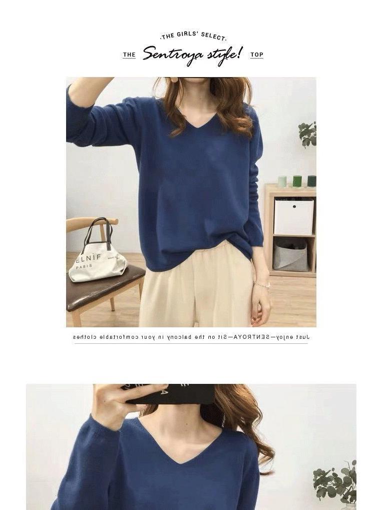 Women's V-Neck Knit Sweater: Large Size, Loose Fit, Slimming, Solid Color, Perfect for Early Autumn and Winter