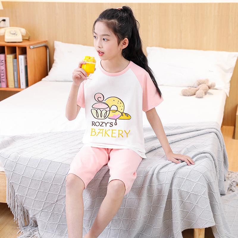 Children's Cotton Pajamas Summer Boys' Thin Short-sleeved Home Wear Girls' Casual Suit
