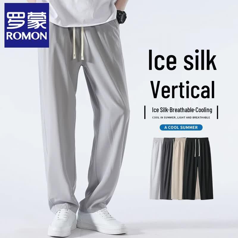 Romon Men s Ice Silk Straight Leg Casual Pants 3XL