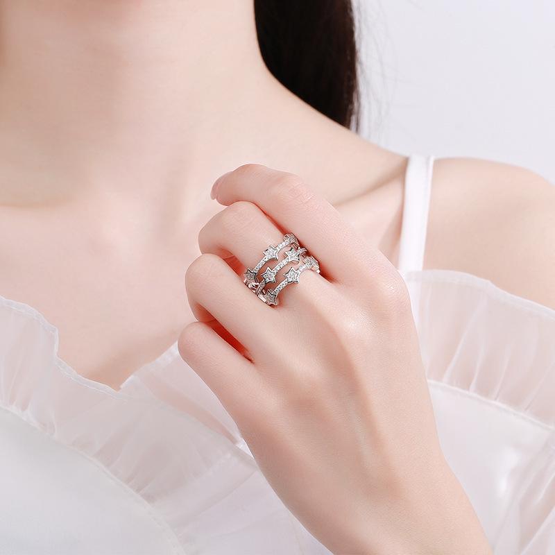 European & American Minimalist White Diamond Star Zircon Ring - Hot Selling Jewelry