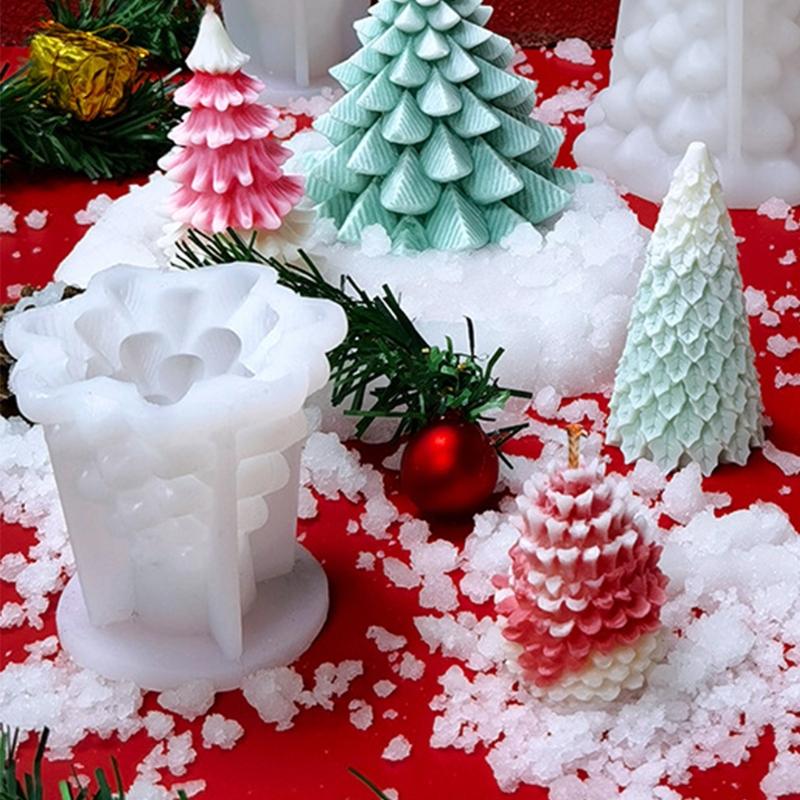 Luoye Christmas Tree 3D Candle Soap Mould DIY Candle Epoxy Mold Handmade Candles Aroma Wax Soap Molds for Decoration