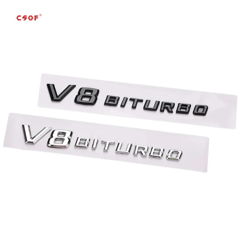 DCGO2 3D Side Fender V8 BITURBO Letters Logo Badge Sticker For Mercedes Benz AMG A C E S G M Class CLA GLA GLB GLC GLE SLS SLK SL CL