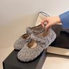 Fashion Autumn Woolen Fur Women Warm Cotton Flats Shoes Concise Outdoor Soft Sole Shoes Ladies Comfort Mary Jane Shoes