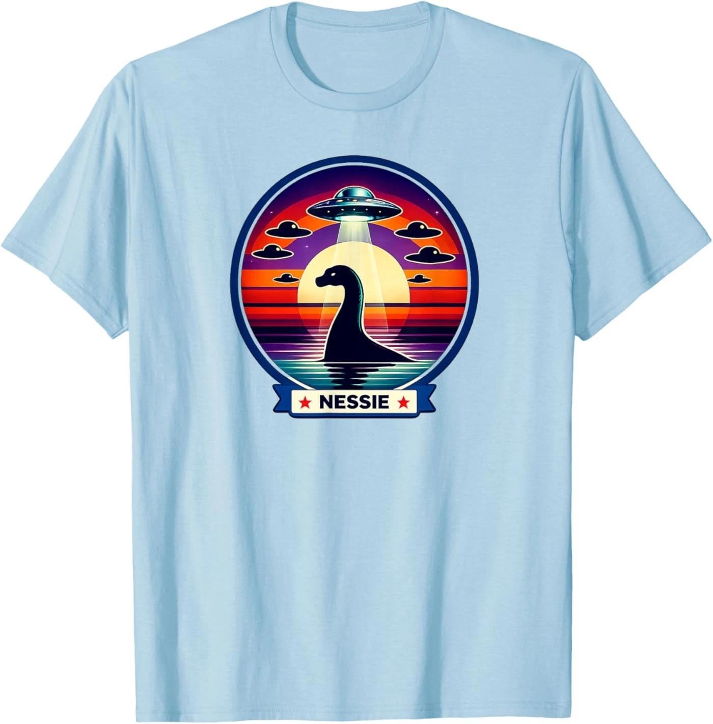 Loch Ness Monster UFO Retro-Style Alien Graphic T-Shirt XL