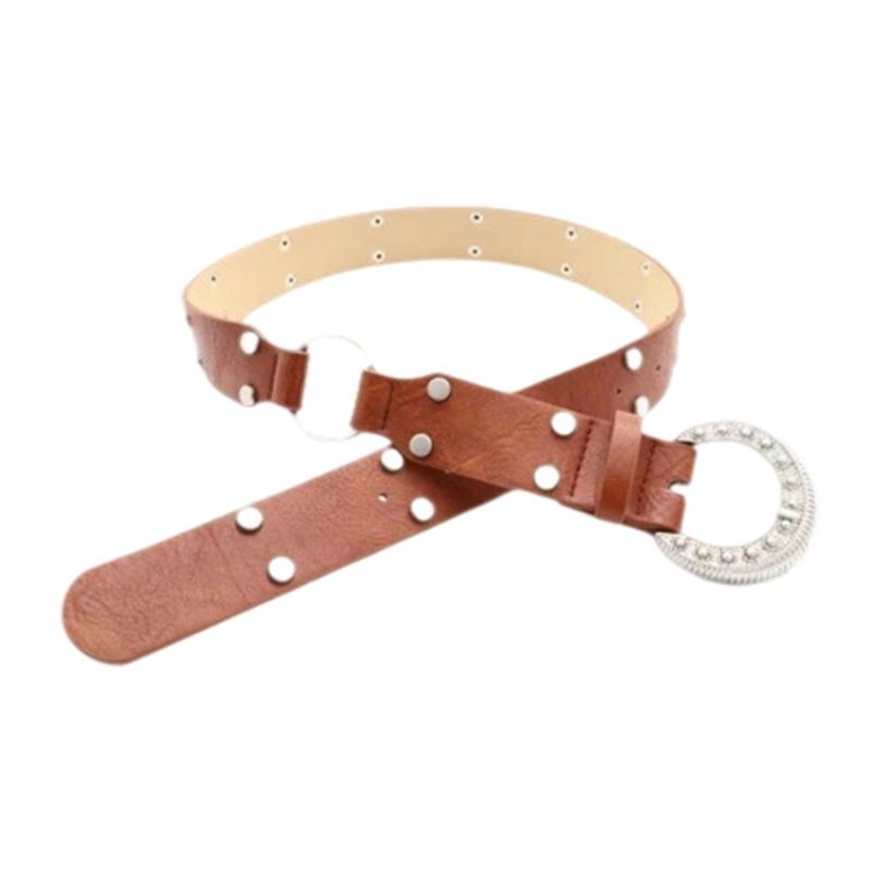 

Rivets Punk Studded Belt Adjustable Buckles For Men Women Casual Wear Adjustable Length коричневый