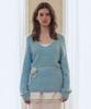 AFTERHOURS Deep V-Neck Alpaca Wool Knit Top (Sky Blue)