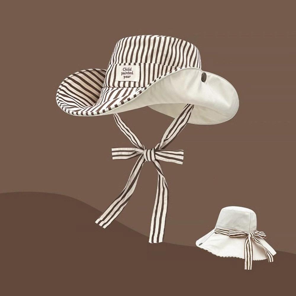 Fashion UV Protection Bucket Hat Foldable Striped Sunshade Hat Breathable Wide Brim Panama Hat кофейный
