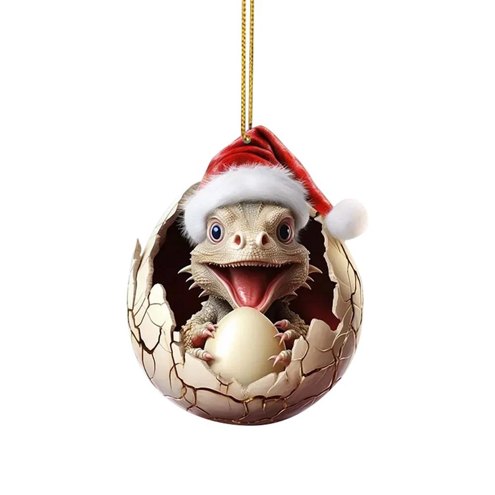 

Christmas Dragon Egg Pendants Acrylic Cute Dragon Baby Decor Festival Theme Xmas Tree Car Interior Decorations
