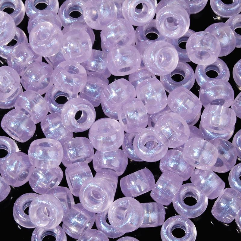 "100 Pcs Large Hole Transparent Frosted Barrel Beads - Colored Onion Powder Plastic Pony Beads for Dreadlocks and Wigs"