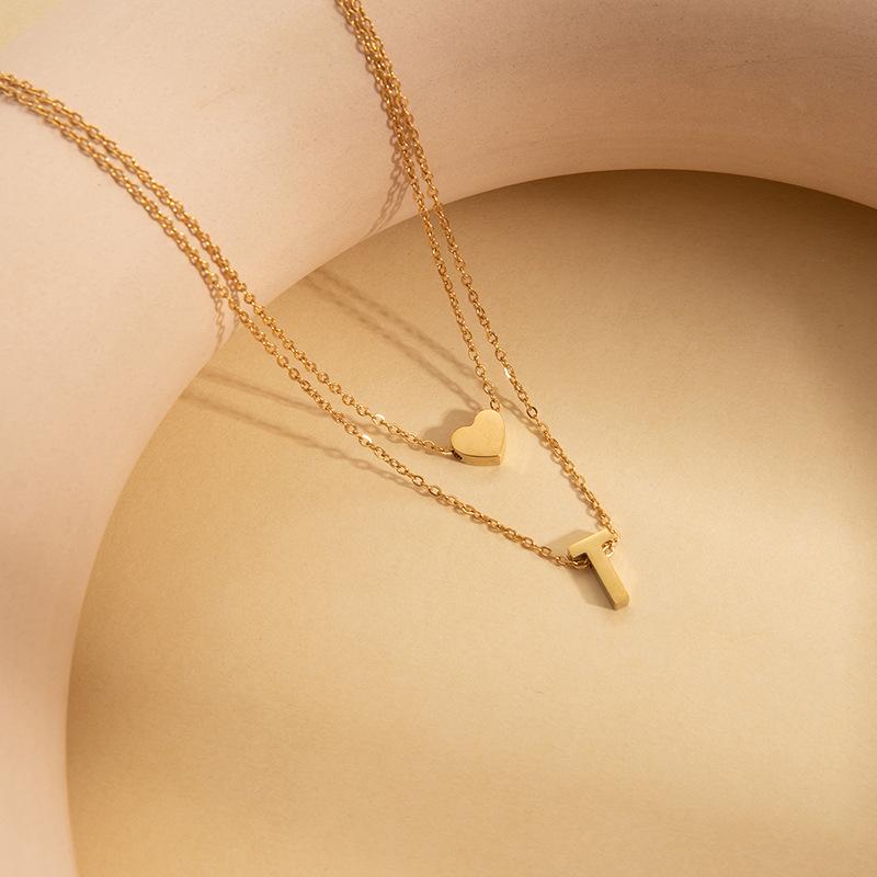 European & American Titanium Steel Letter Necklace for Women - High-End Luxury Clavicle Chain, Colorfast Stainless Steel Jewelry