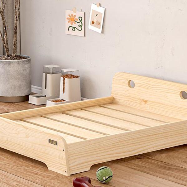 Solid Wood Pet Bed: All-Season Dog & Cat House with Removable, Washable Mattress - Off-Ground Design for Winter Warmth