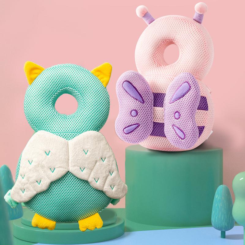 Kleinkind Anti-Kollisionskissen Atmungsaktiver Kopfschutz für Baby Walker Anti-Fall Tier Plüschkissen Verstellbarer Riemen Rückenkissen