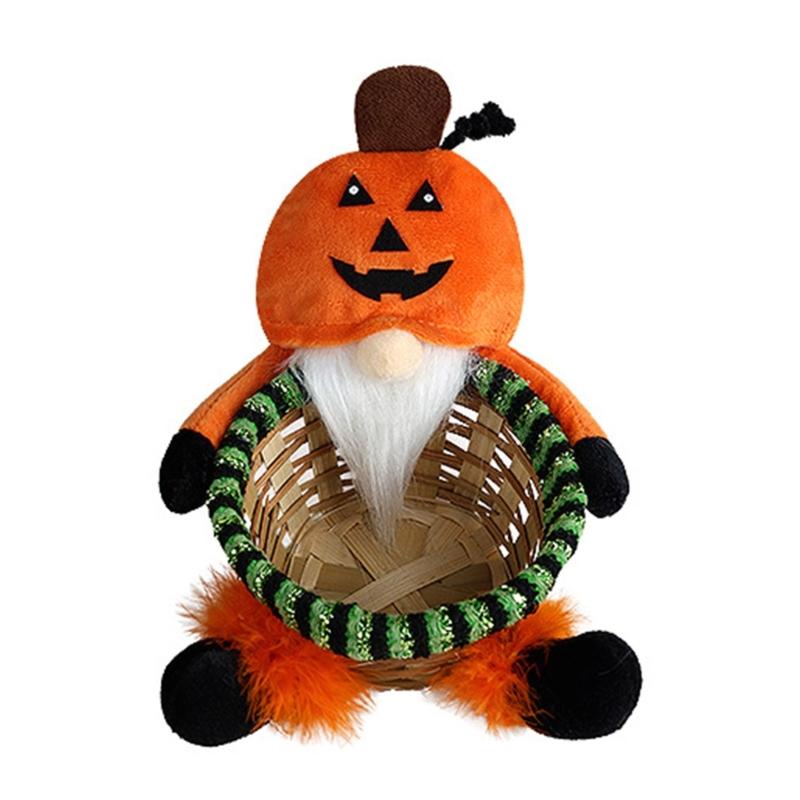 Multipurpose Round Bamboos Storage Basket for Halloween Mysterious Elegant Designs Pattern Portable for Party Supplies