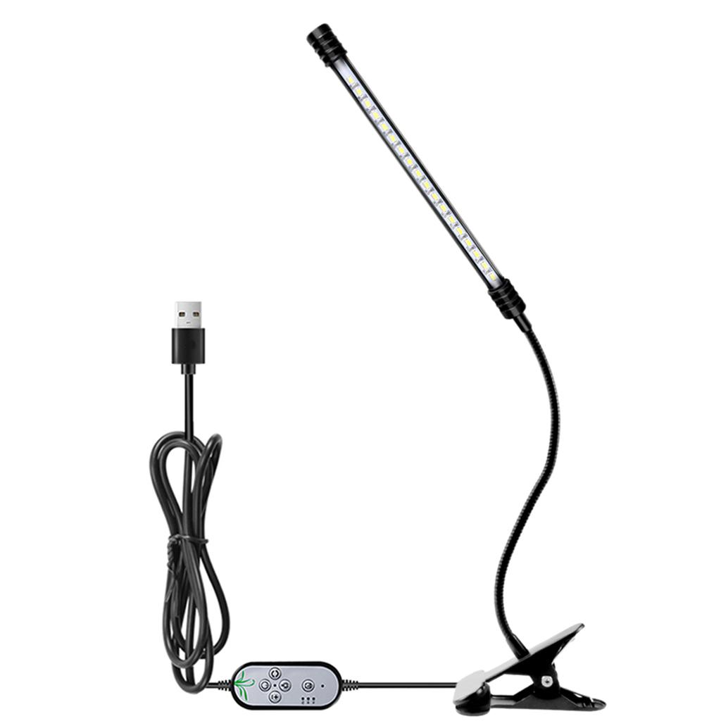USB Plant Grow Light Sunlight White Full Spectrum Lighting Angle Adjustable Desktop Clamp Growing
