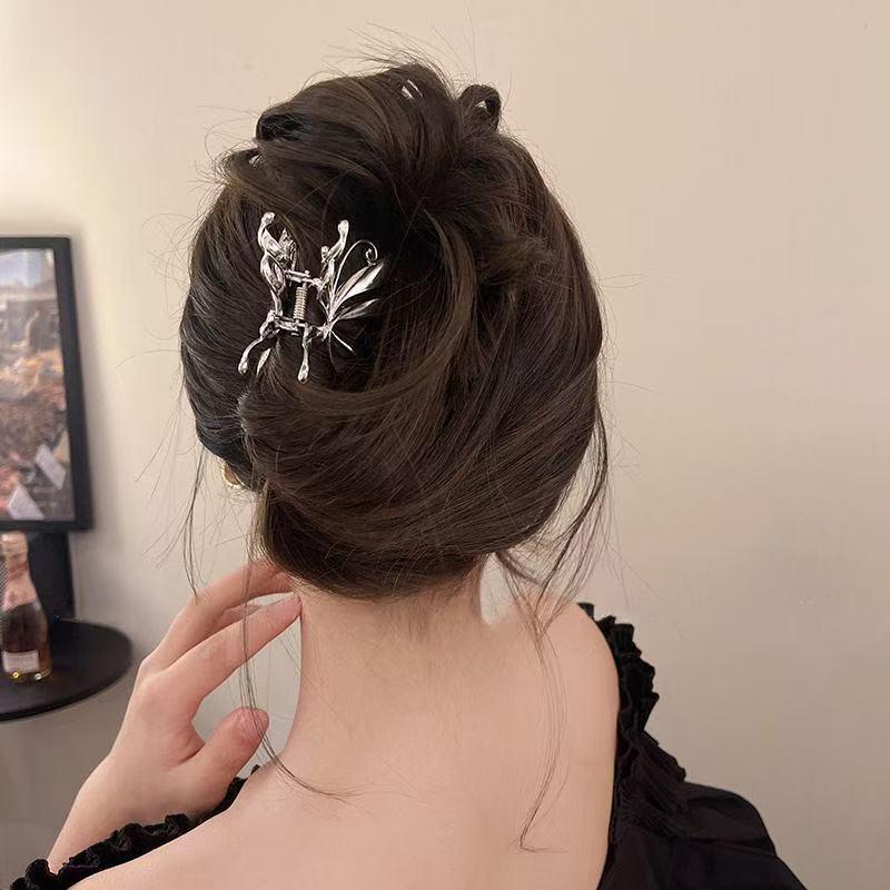 1pc Stylish Y2K Butterfly Hair Clip, Small Retro Half-up Hairpin, High-quality Women's Metal Shark Clip for the Back of the Head