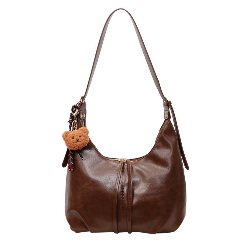 

Ретро трендовая сумка-тоут женская 2025 осень новая сумка через плечо для通勤 простая женская сумка большой вместимости no pendant коричневый