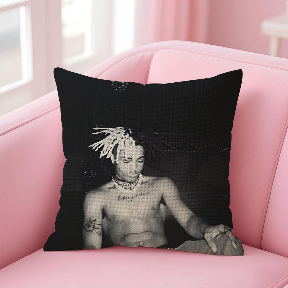 PPlayboi CartiI Rapper Cushion Cover Natural Linen Pillow Case DoubleSided Print Decorative Sofa Pillowcase Home Decor Gift