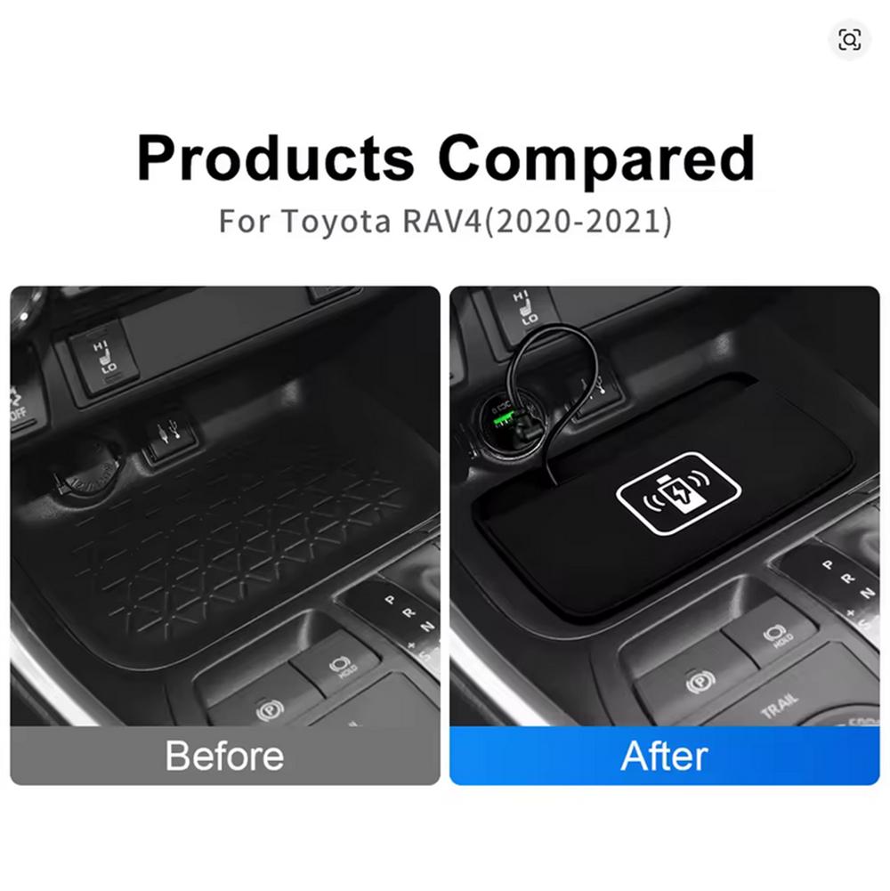 For Toyota RAV4 2020-2021 Car Wireless Phone Charger Tray Fast Charging Pad PVC