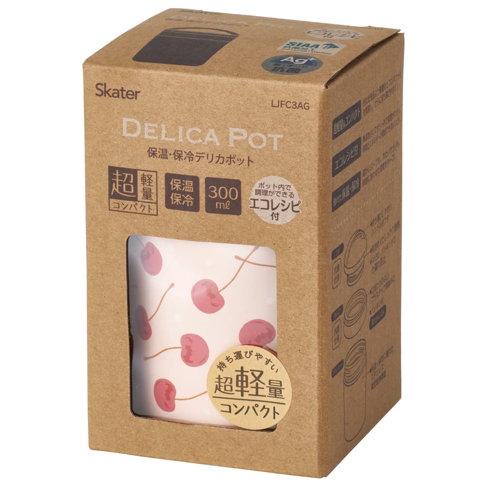 Skater Antibacterial Insulated Soup Dotto Cherry Jar/Pot, 300ml, & Pink, LJFC3AG-A