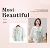 Women's Summer Chiffon Blouse: New Chinese Style, National Influence T-Shirt for Middle-Aged & Elderly with Seven Sleeves.