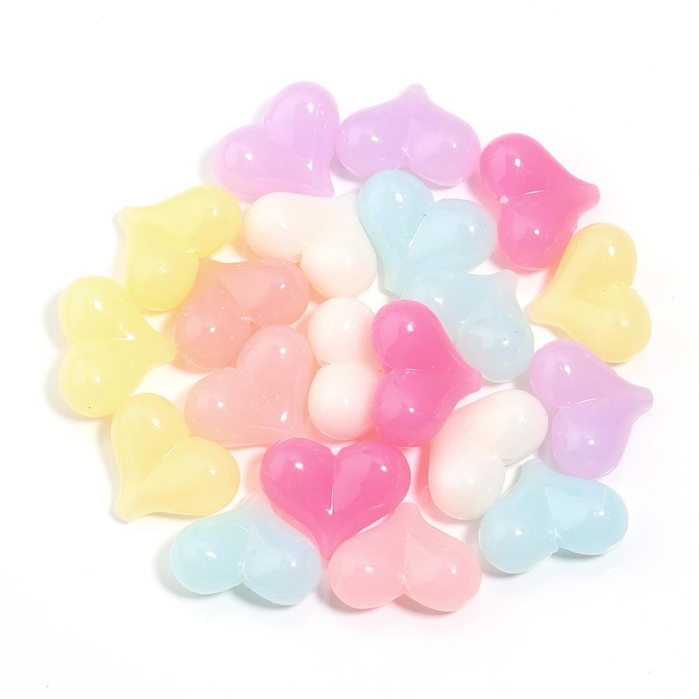 30pcs17x22mm Acrylic Love Heart Bead Shiny Loose Spacer Charm Bead for DIY Bracelet Necklace Jewelry Handmade Beaded Material