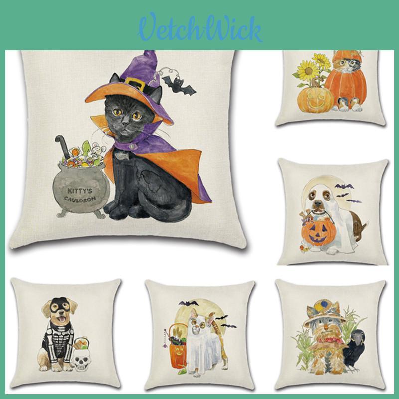Fall Halloween Themed Pumpkin Animal Waist Throw Cushion Cover For Cozy Home Decor