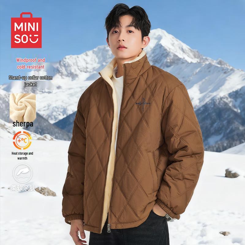 MINISO Men's 2025 Winter Diamond Quilted Stand-Collar Padded Jacket