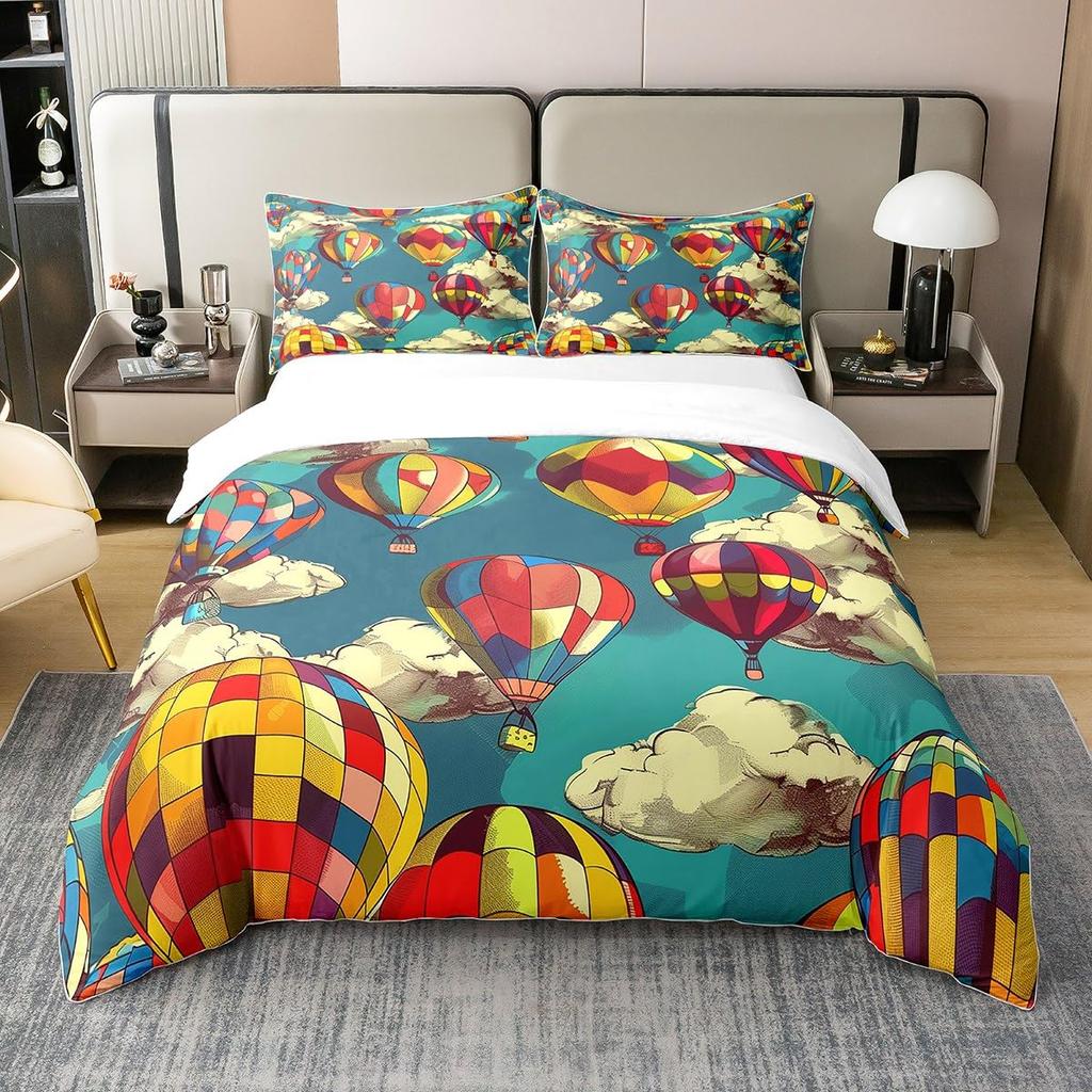 Air Balloon Duvet Cover Sets For Kids Queen King Size Lightweight Down Room Decor 2 Pillowcases And 1 Duvet Cover No Quilt