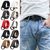 Women Simple Black Buckle Double Ring Waistband Weave Waist Band Nylon Braided Belt Canvas Strap